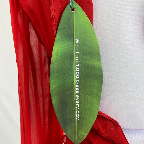 NWT Farm Rio Red Long Sleeve Sheer Stripe Peplum Blouse – Size Small - Picture 5 of 13